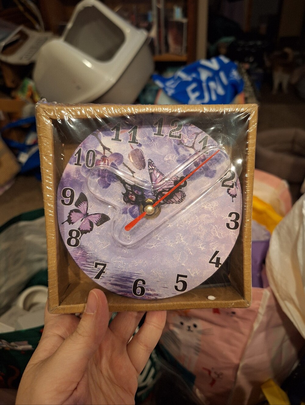 Small Purple Butterfly Clock